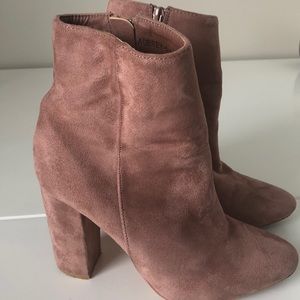 Faux Suede Pink Booties